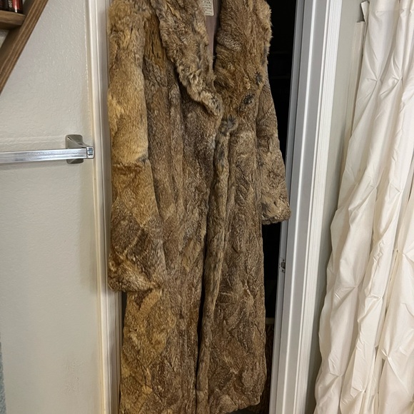 Vintage Rabbit fur ankle length coat tan - Picture 4 of 5